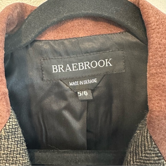 90's vintage Wool Blazer Tweed Brown Leather Trim Riding Jacket Women’s M/L - Picture 3 of 12